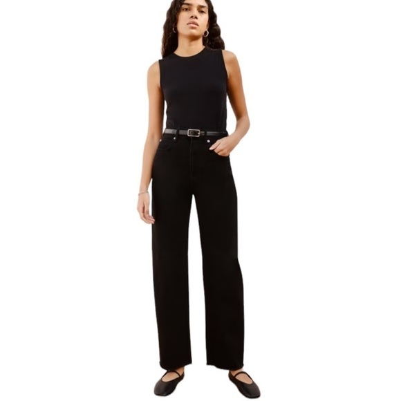 Everlane Denim - NEW EVERLANE Way-High Jean High-Rise Straight Leg Frayed Hem Coal Black Size 27L